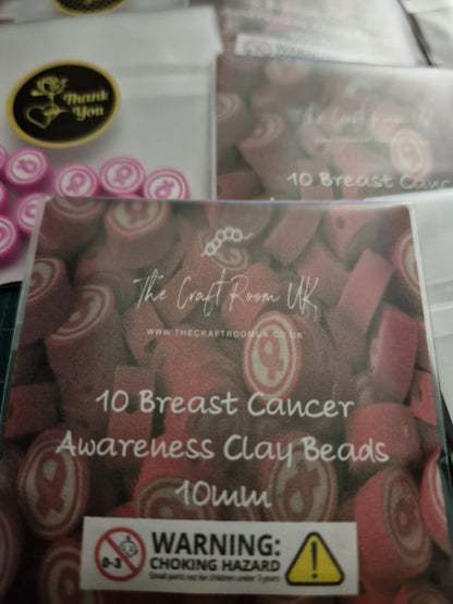 Breast Cancer Awareness Polymer Clay Beads