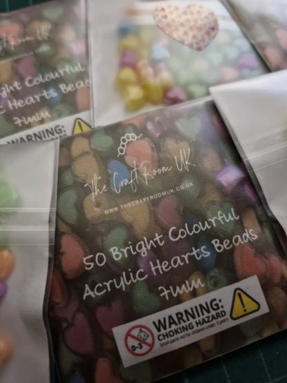 Bright Colourful Acrylic Heart Beads