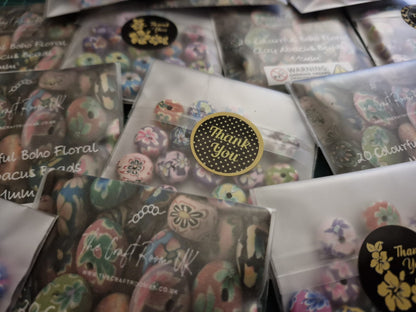 Colourful BoHo Floral Polymer Clay Abacus Beads