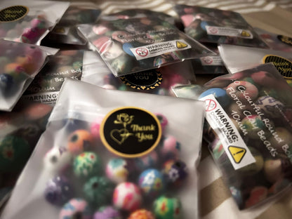 Colourful Round BoHo Floral Polymer Clay Beads