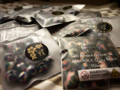 Round Colourful Abstract Polymer Clay Beads