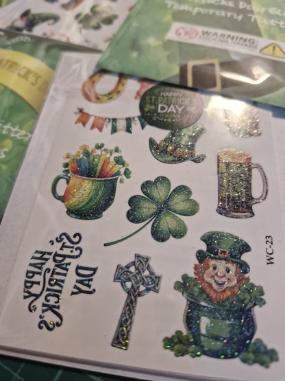 St. Patrick's Day Glitter Temporary Tattoos
