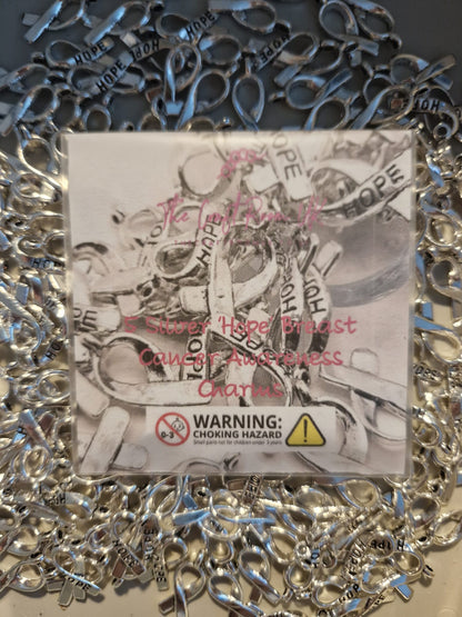 Silver 'Hope' Breast Cancer Awareness Charms