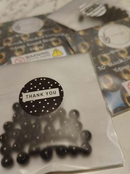 Black Obsidian Natural Stone Round Beads - The Craft Room UK