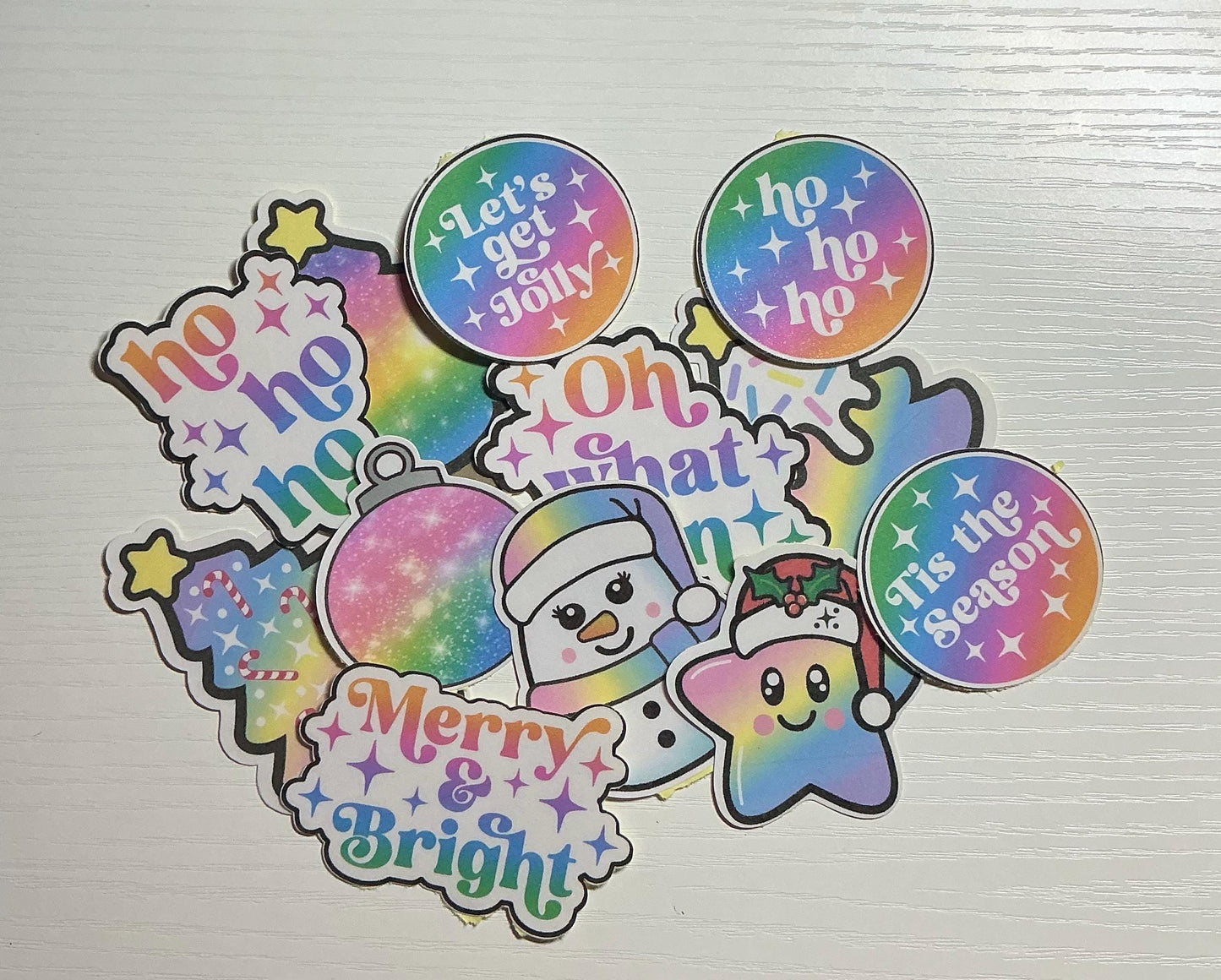 Self Adhesive Groovy Rainbow Christmas Stickers